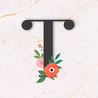 Elegant floral letter T vector