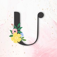 Elegant floral letter U vector