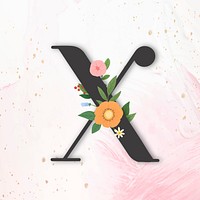 Elegant floral letter X vector