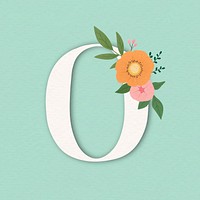 Green elegant floral letter O vector