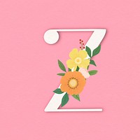 Pink elegant floral letter Z vector