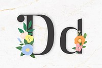 Elegant floral letter d vector