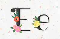 Elegant floral letter e vector