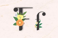 Elegant floral letter f vector