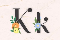Elegant floral letter k vector