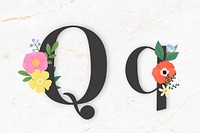 Elegant floral letter q vector