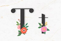 Elegant floral letter t vector