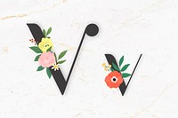 Elegant floral letter v vector