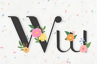 Elegant floral letter w vector