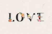 Floral elegant love lettering vector