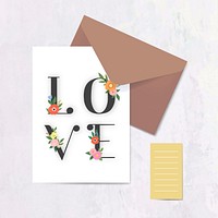 Elegant love lettering on a card vector