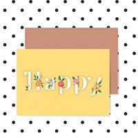 Elegant happy lettering on a card vector