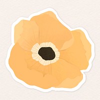 Orange poppy flower sticker illustration