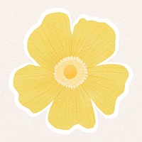 Yellow flower sticker vector
