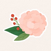 Peach Hydrangea flower with leaves sticker vector