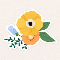 Colorful flower with leaves illustration