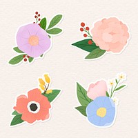 Colorful floral sticker collection vector