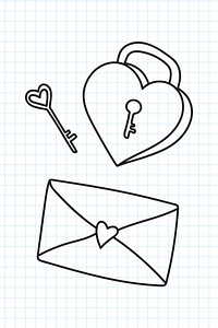 Hand drawn heart with lock doodle vector collection