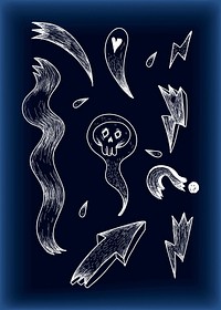 Spooky skull doodle design vector