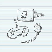 Video game doodle set vector