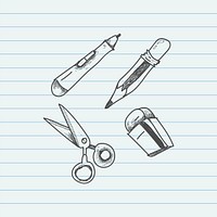 Staionery doodle design set vector