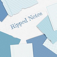Blue ripped note collection vector