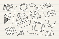 Hand drawn travel element vector set