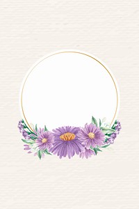 Round gold flower frame vector