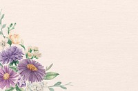 Purple flowers pattern on beige background vector