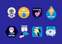 Genius ideas badge collection vector