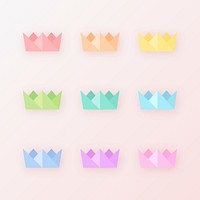 Colorful majestic crown vector collection