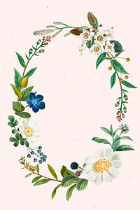 Vintage flower badge frame psd hand drawn botanical 