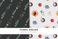 Floral fruity frame design vector set