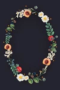 Vintage botanical wreath frame hand drawn illustration