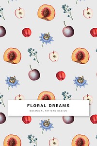 Floral fruity frame design vector