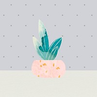 Watercolor succulent potted plant