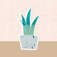 Watercolor succulent potted plant sticker
