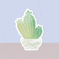 Watercolor cactus pot sticker