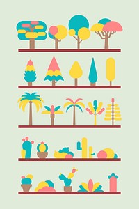 Colorful botany plant collection vector