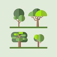 Green botany flat tree collection on a rack vector