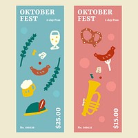 Oktoberfest day pass ticket vector set
