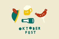 Oktoberfest beige poster template with food vector