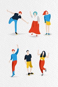 Diverse character on white background vector set
