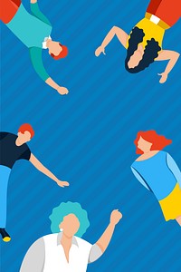 Diverse characters on blue background vector