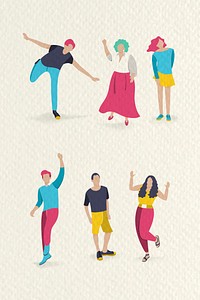 Diverse characters on beige background vector