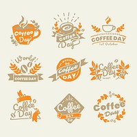 International coffee day logo vector set