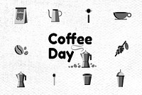 Coffee day utensil collection vector