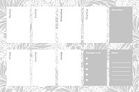 Gray William Morris Pattern planner paper templates vector set