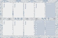 Blue William Morris Pattern planner paper templates vector set