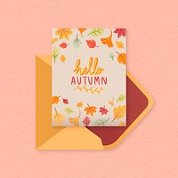 Autumn themed card and envelope template vector
